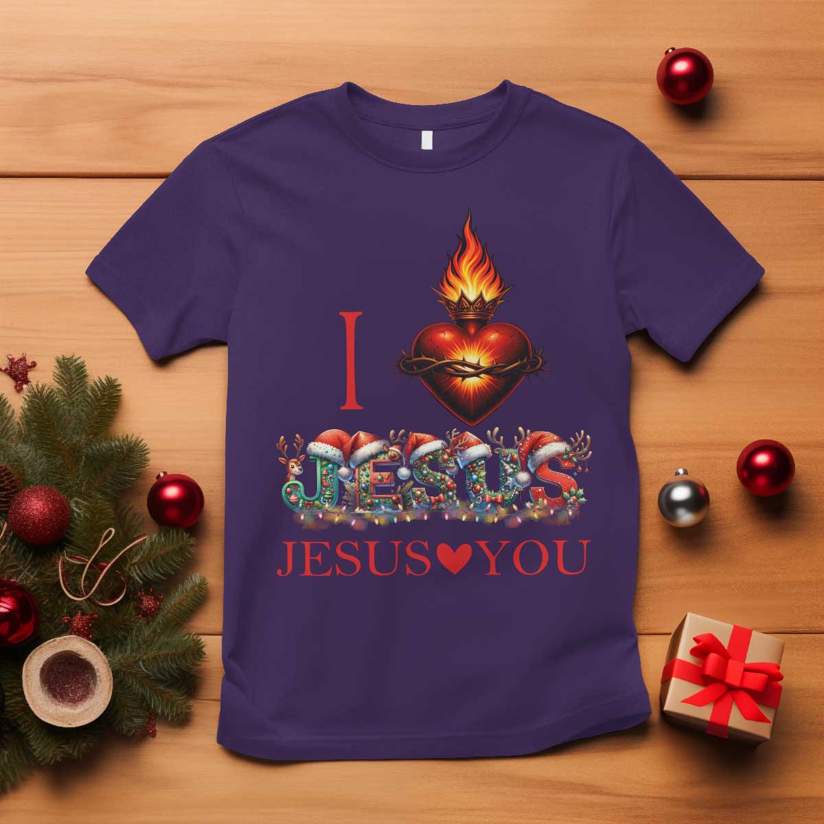 Jesus Christian Christmas T Shirt Cross Bible Verse Faith Love TS14 Purple Print Your Wear