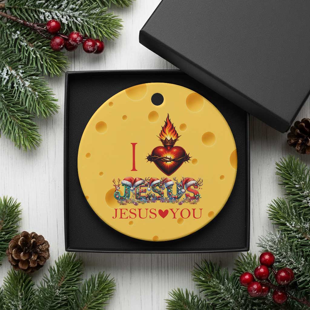 Jesus Christian Xmas Ceramic Ornament Cross Bible Verse Faith Love TS14 1pc Yellow Cheese Print Your Wear