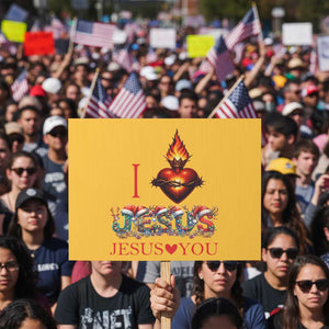 Jesus Christian Christmas Protest Sign Cross Bible Verse Faith Love TS14 Horizontal 18" × 24" Yellow Print Your Wear