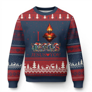 Jesus Christian Xmas Ugly Christmas Sweater Cross Bible Verse Faith Love TS14 Navy Red Print Your Wear