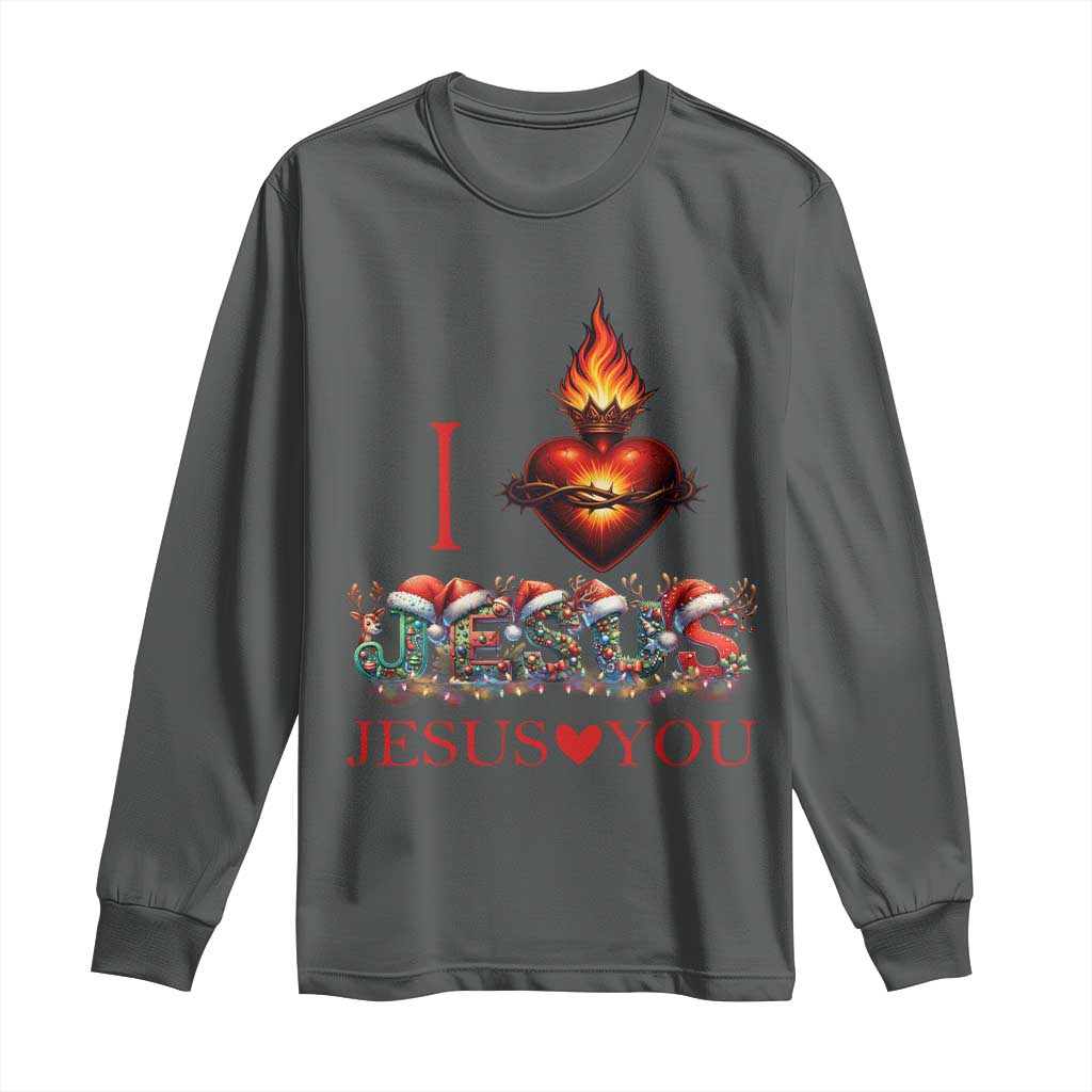 Jesus Christian Christmas Long Sleeve Shirt Cross Bible Verse Faith Love TS14 Dark Heather Print Your Wear