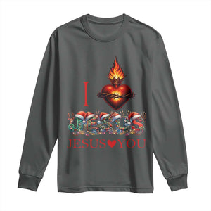 Jesus Christian Christmas Long Sleeve Shirt Cross Bible Verse Faith Love TS14 Dark Heather Print Your Wear