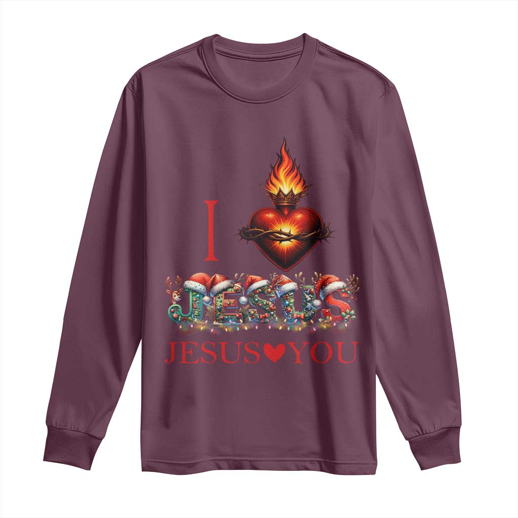 Jesus Christian Christmas Long Sleeve Shirt Cross Bible Verse Faith Love TS14 Maroon Print Your Wear