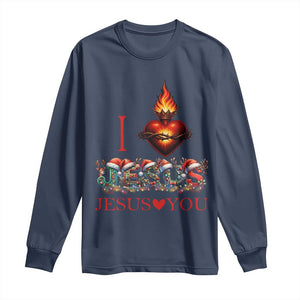 Jesus Christian Christmas Long Sleeve Shirt Cross Bible Verse Faith Love TS14 Navy Print Your Wear