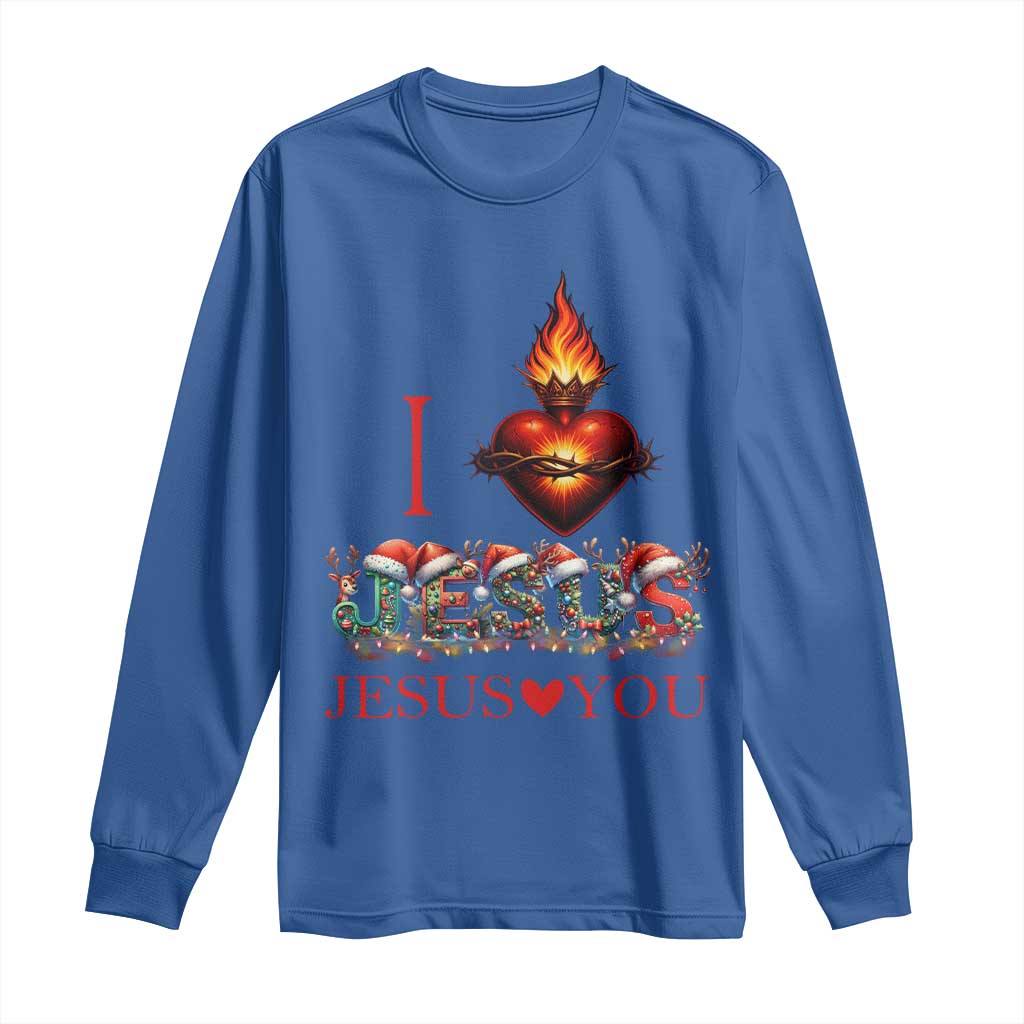 Jesus Christian Christmas Long Sleeve Shirt Cross Bible Verse Faith Love TS14 Royal Blue Print Your Wear