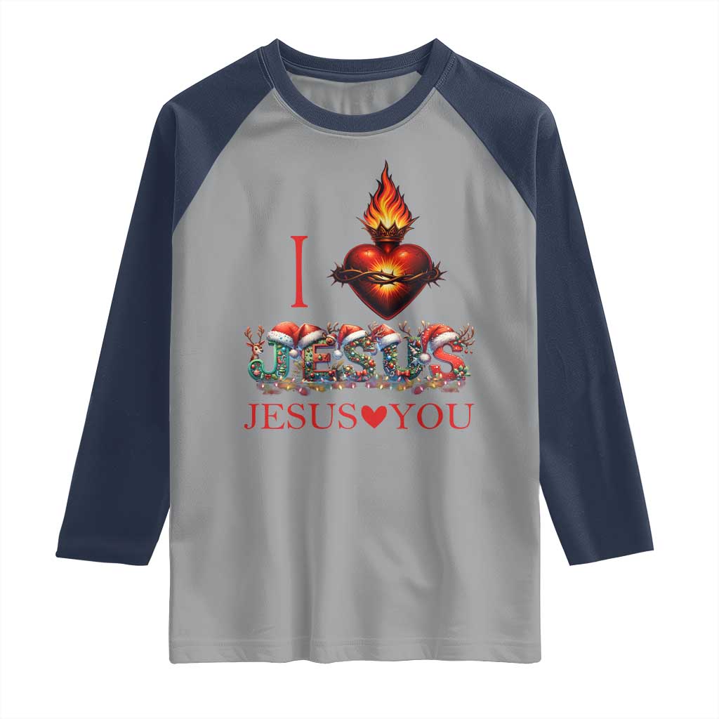 Jesus Christian Christmas Raglan Shirt Cross Bible Verse Faith Love TS14 Sport Gray Navy Print Your Wear