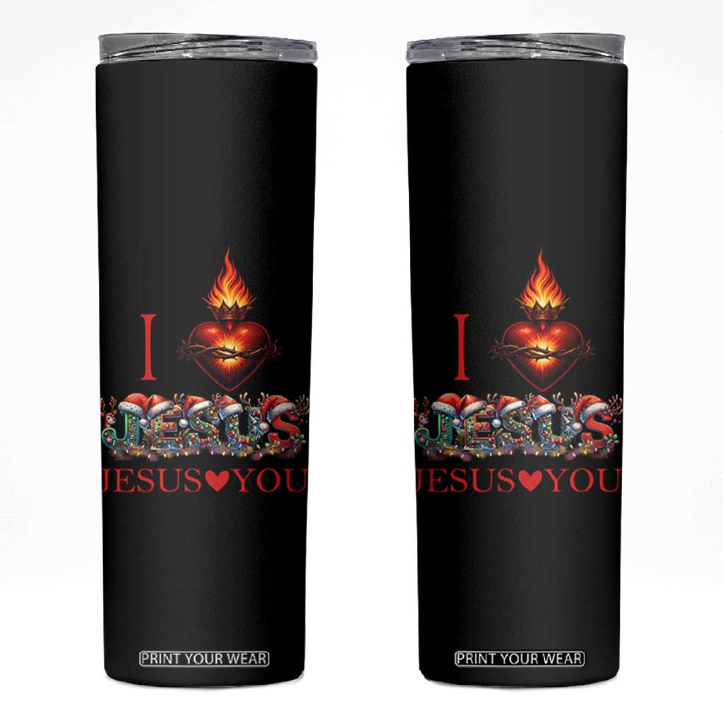 Jesus Christian Christmas Skinny Tumbler Cross Bible Verse Faith Love TS14 Black Print Your Wear