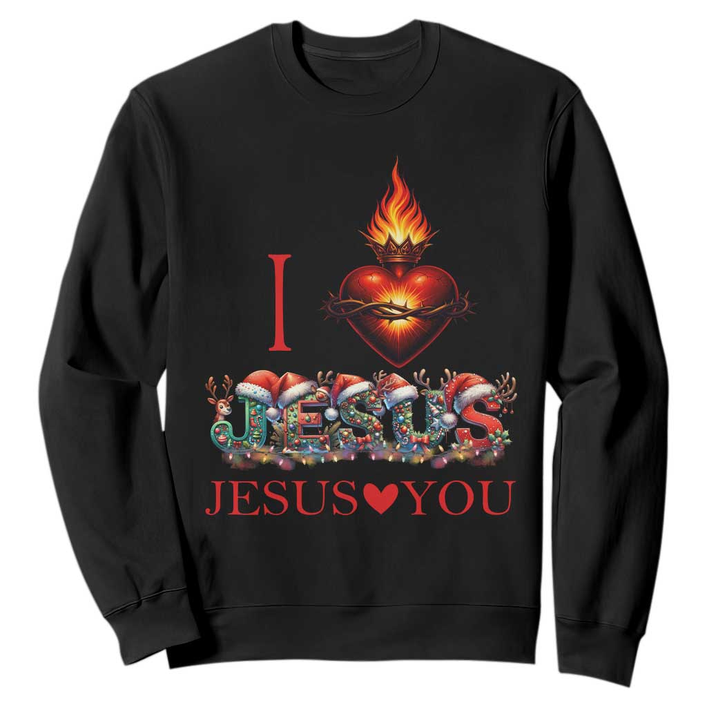 Jesus Christian Christmas Sweatshirt Cross Bible Verse Faith Love TS14 Black Print Your Wear