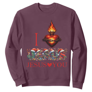 Jesus Christian Christmas Sweatshirt Cross Bible Verse Faith Love TS14 Maroon Print Your Wear