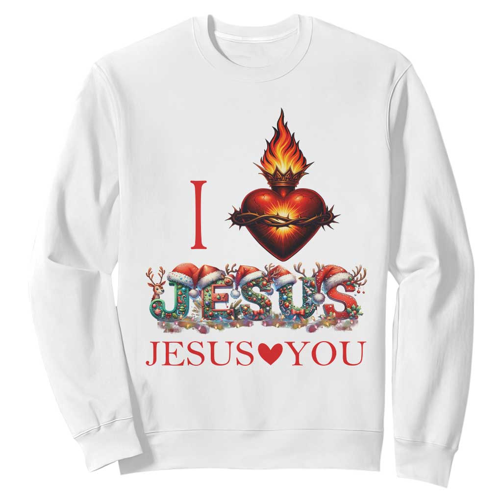 Jesus Christian Christmas Sweatshirt Cross Bible Verse Faith Love TS14 White Print Your Wear