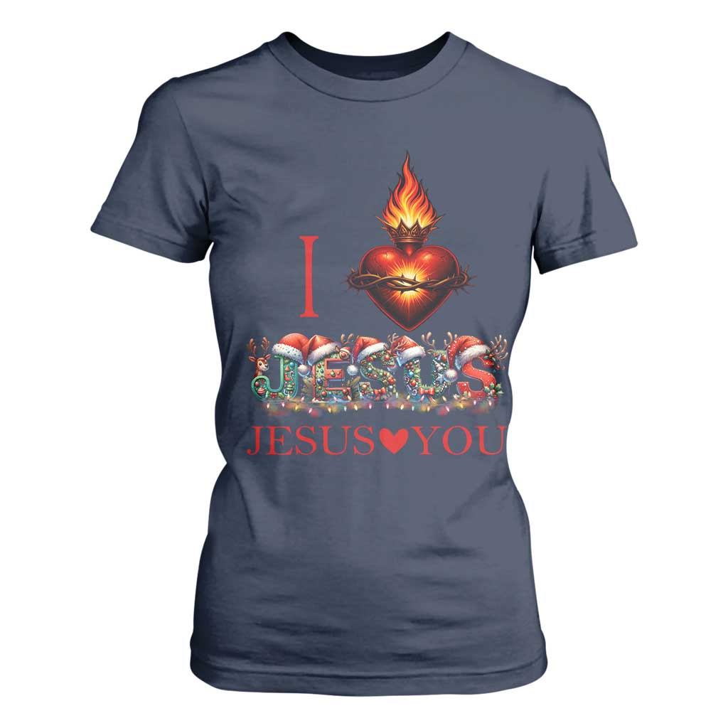 Jesus Christian Christmas T Shirt For Women Cross Bible Verse Faith Love TS14 Navy Print Your Wear