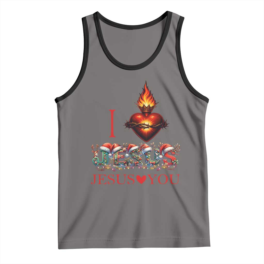 Jesus Christian Christmas Tank Top Cross Bible Verse Faith Love TS14 Deep Heather Black Print Your Wear