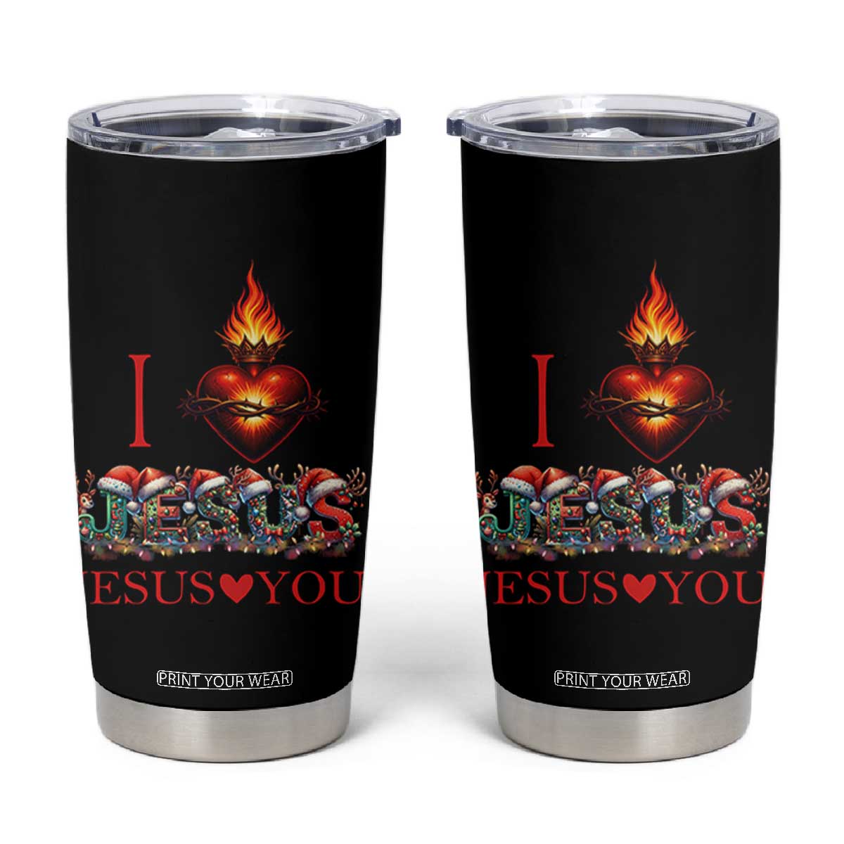 Jesus Christian Christmas Tumbler Cup Cross Bible Verse Faith Love TS14 Black Print Your Wear