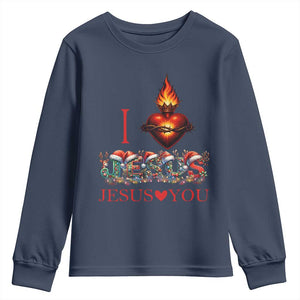 Jesus Christian Christmas Youth Sweatshirt Cross Bible Verse Faith Love TS14 Navy Print Your Wear