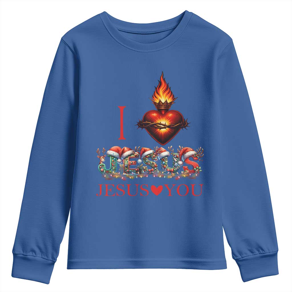 Jesus Christian Christmas Youth Sweatshirt Cross Bible Verse Faith Love TS14 Royal Blue Print Your Wear