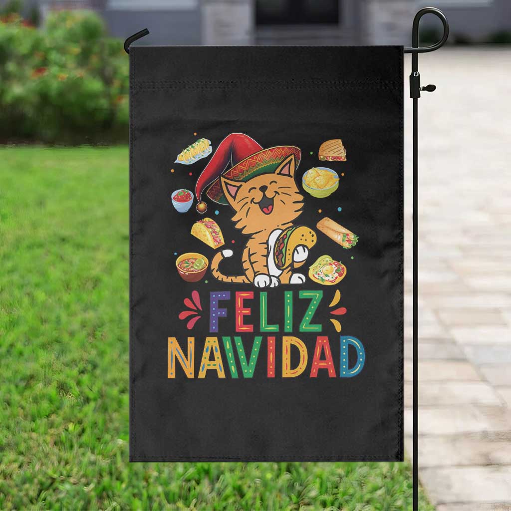 Funny Mexican Cat Christmas Garden Flag Feliz Navidad Sombrero Kitty Xmas TS14 Print Your Wear