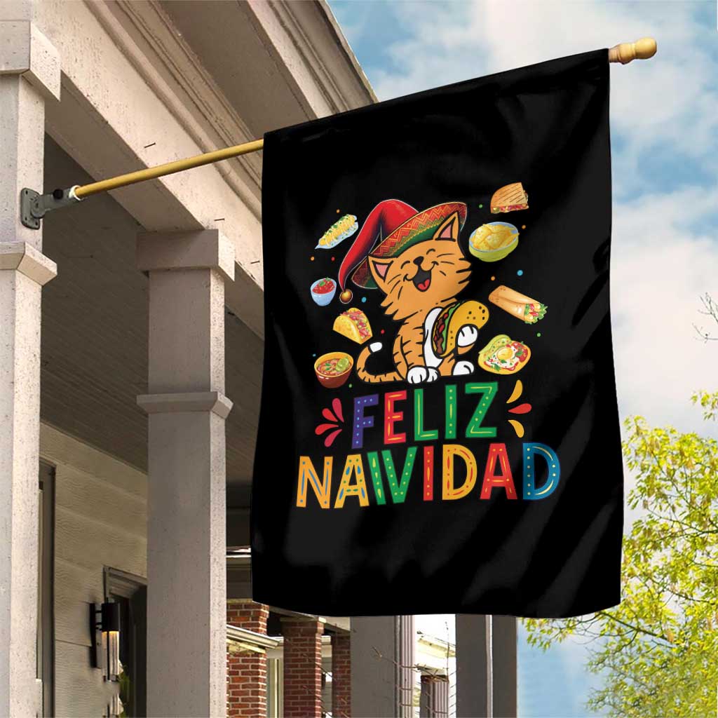 Funny Mexican Cat Christmas Garden Flag Feliz Navidad Sombrero Kitty Xmas TS14 Print Your Wear