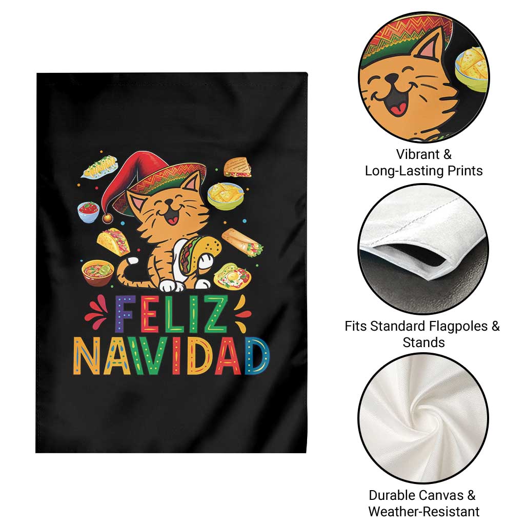 Funny Mexican Cat Christmas Garden Flag Feliz Navidad Sombrero Kitty Xmas TS14 Print Your Wear