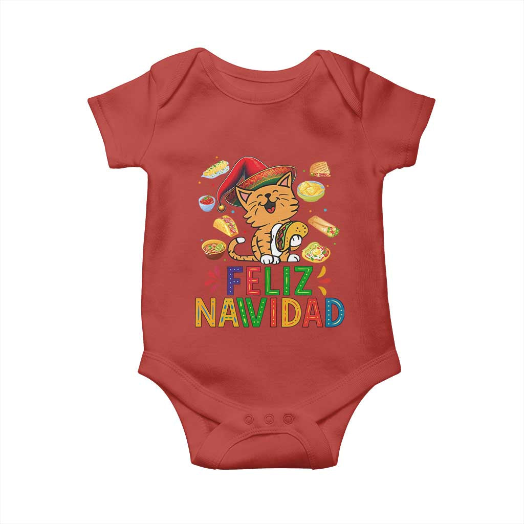 Funny Mexican Cat Christmas Baby Onesie Feliz Navidad Sombrero Kitty Xmas TS14 Red Print Your Wear