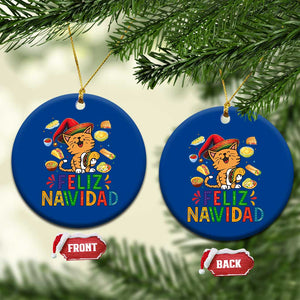 Funny Mexican Cat Xmas Ceramic Ornament Feliz Navidad Sombrero Kitty Xmas TS14 1pc Blue Print Your Wear