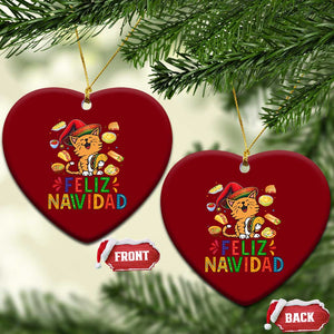 Funny Mexican Cat Xmas Ceramic Ornament Feliz Navidad Sombrero Kitty Xmas TS14 Print Your Wear