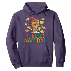 Funny Mexican Cat Christmas Hoodie Feliz Navidad Sombrero Kitty Xmas TS14 Purple Print Your Wear
