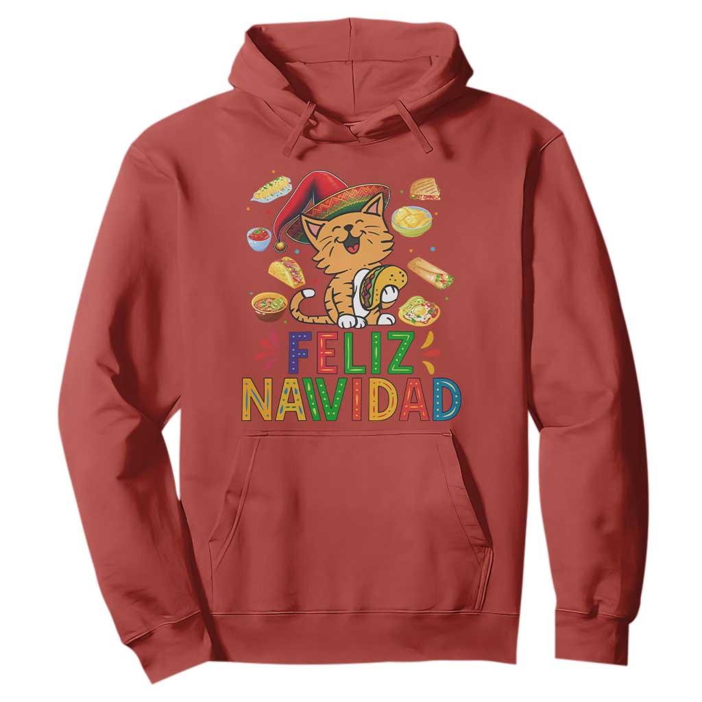 Funny Mexican Cat Christmas Hoodie Feliz Navidad Sombrero Kitty Xmas TS14 Red Print Your Wear