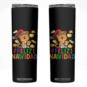 Funny Mexican Cat Christmas Skinny Tumbler Feliz Navidad Sombrero Kitty Xmas TS14 Black Print Your Wear