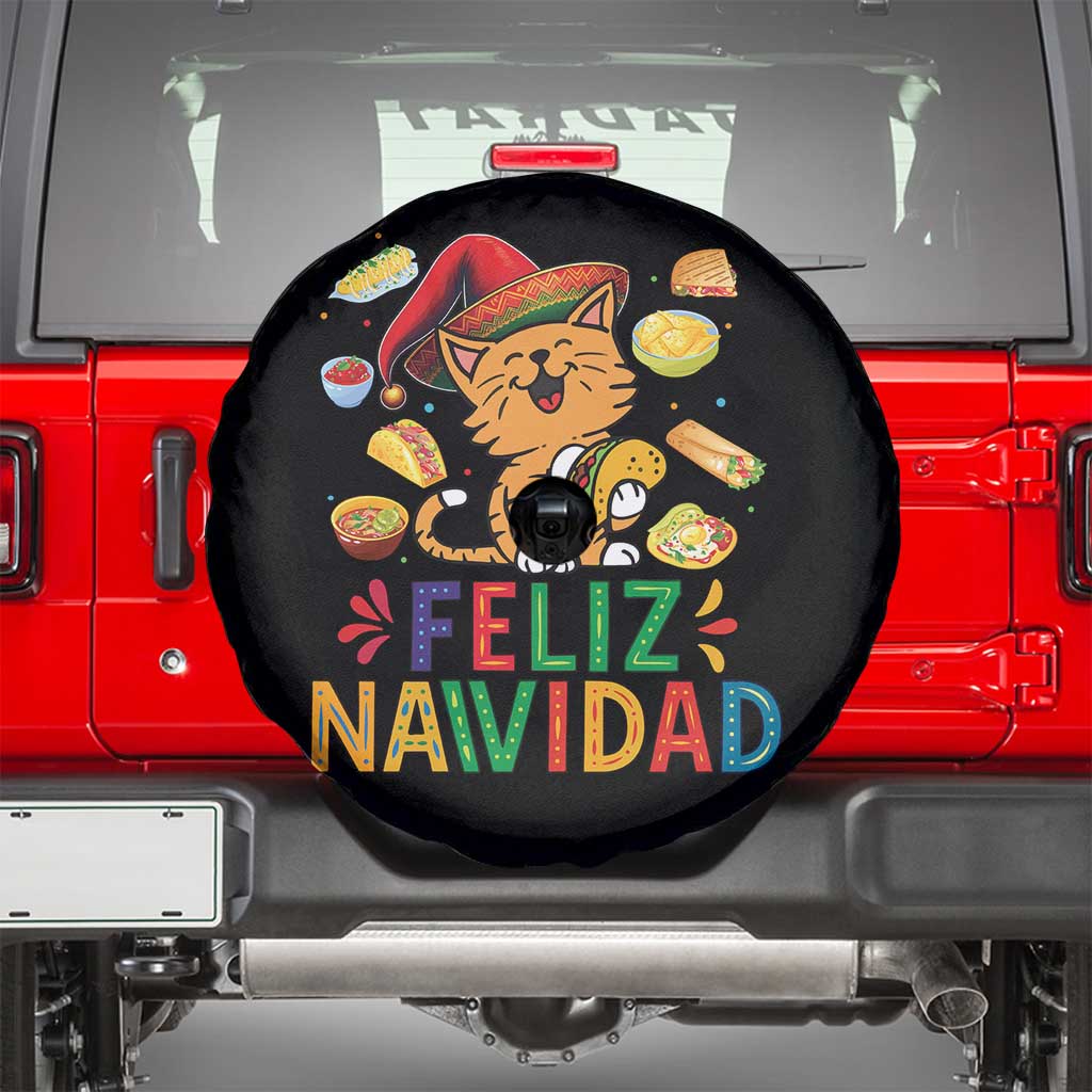 Funny Mexican Cat Christmas Spare Tire Cover Feliz Navidad Sombrero Kitty Xmas TS14 Black Print Your Wear