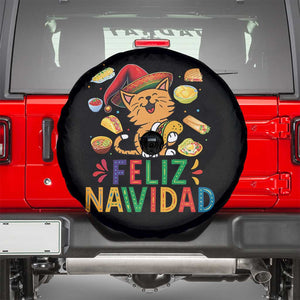 Funny Mexican Cat Christmas Spare Tire Cover Feliz Navidad Sombrero Kitty Xmas TS14 Black Print Your Wear