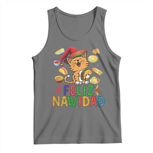 Funny Mexican Cat Christmas Tank Top Feliz Navidad Sombrero Kitty Xmas TS14 Black Heather Print Your Wear