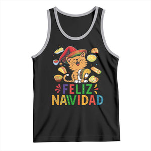 Funny Mexican Cat Christmas Tank Top Feliz Navidad Sombrero Kitty Xmas TS14 Black Athletic Heather Print Your Wear