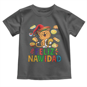 Funny Mexican Cat Christmas Toddler T Shirt Feliz Navidad Sombrero Kitty Xmas TS14 Dark Heather Print Your Wear