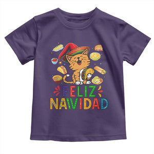 Funny Mexican Cat Christmas Toddler T Shirt Feliz Navidad Sombrero Kitty Xmas TS14 Purple Print Your Wear