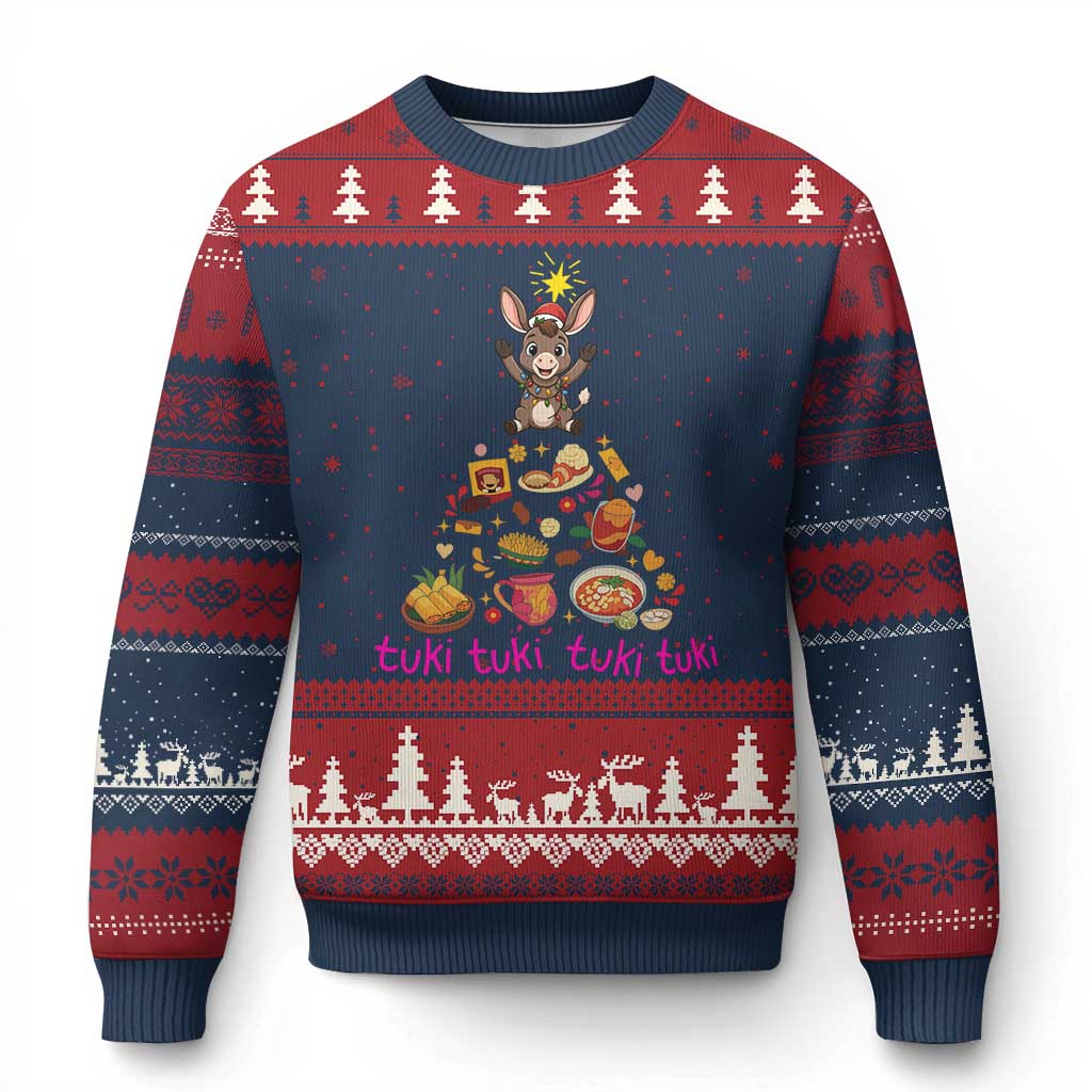 Mi Burrito Sabanero Ugly Christmas Sweater Donkey Mexican Xmas TS14 Navy Red Print Your Wear