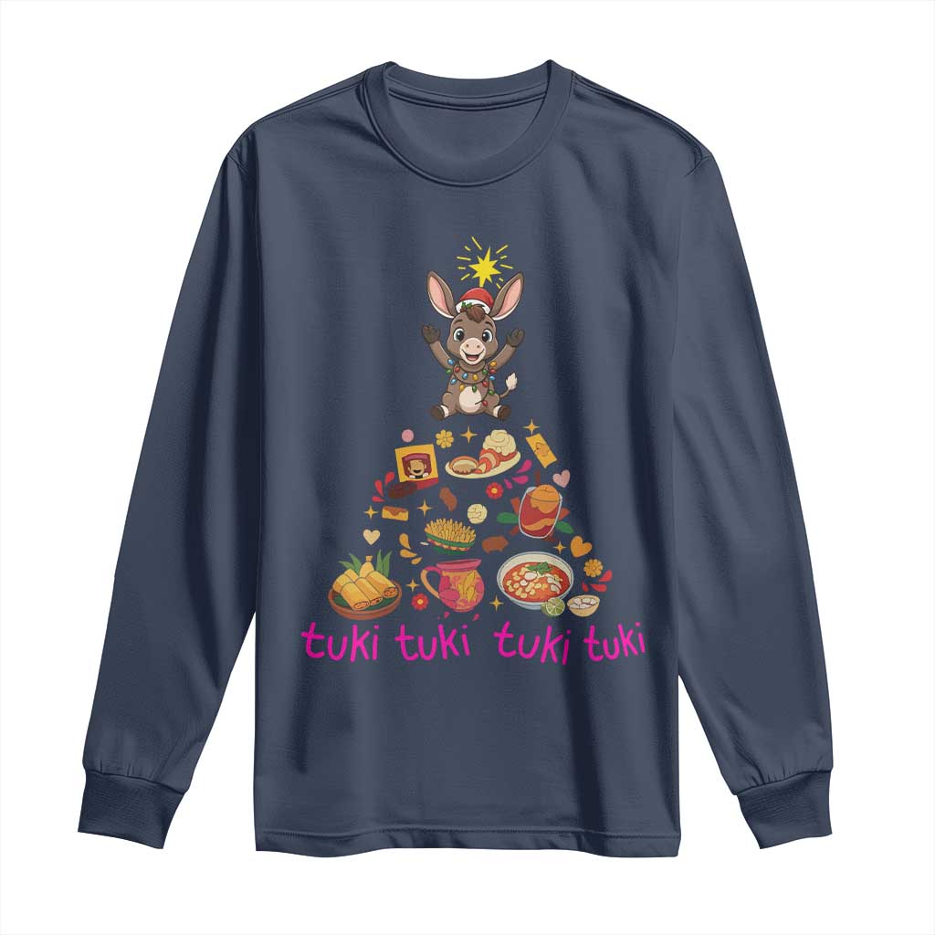 Mi Burrito Sabanero Long Sleeve Shirt Donkey Mexican Christmas TS14 Navy Print Your Wear
