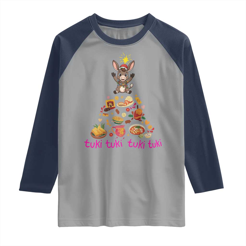 Mi Burrito Sabanero Raglan Shirt Donkey Mexican Christmas TS14 Sport Gray Navy Print Your Wear