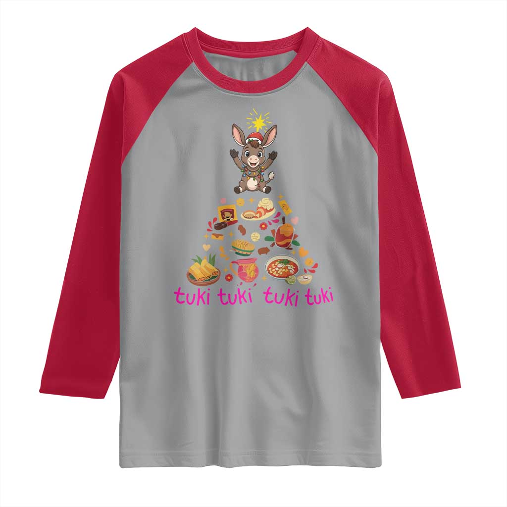 Mi Burrito Sabanero Raglan Shirt Donkey Mexican Christmas TS14 Sport Gray Red Print Your Wear