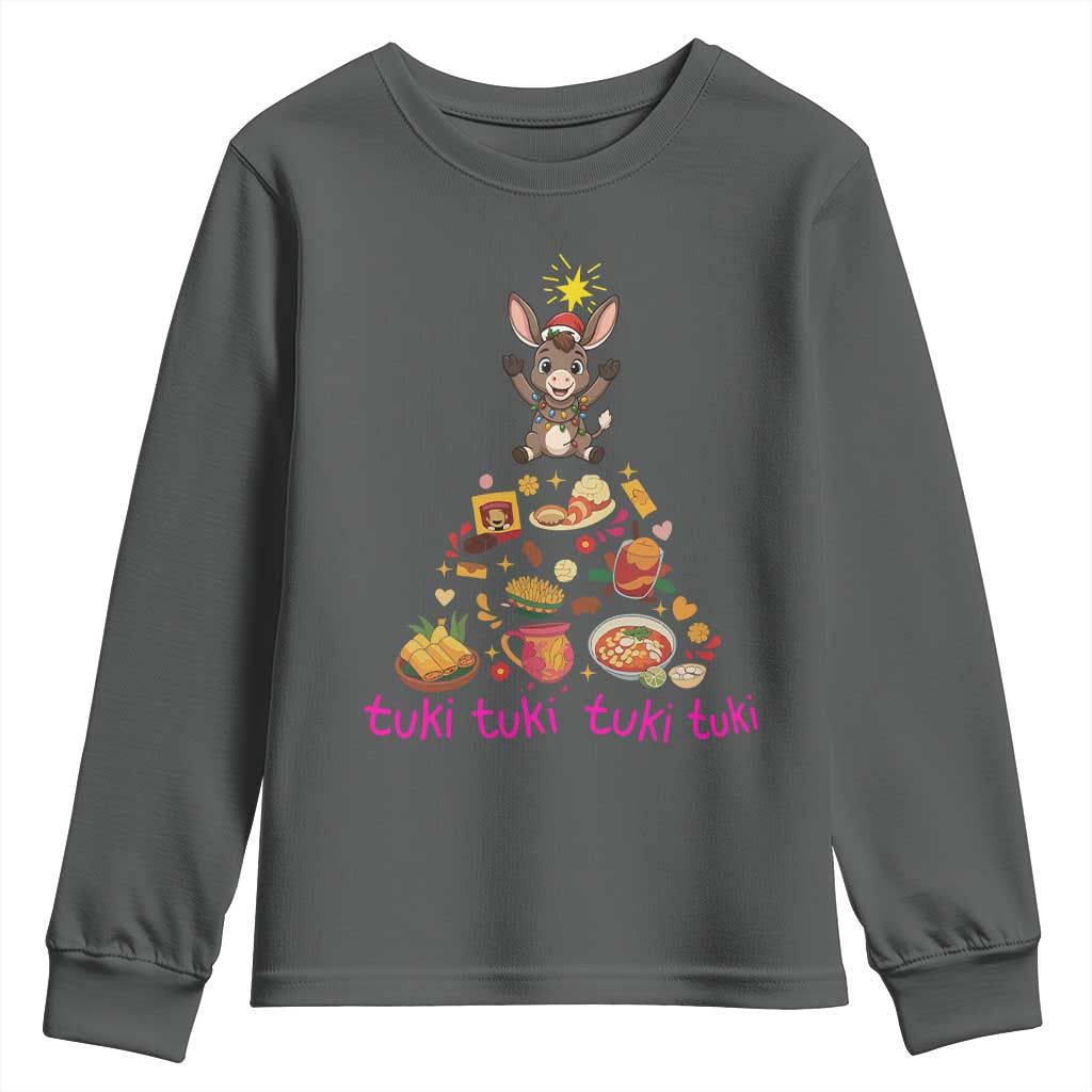Mi Burrito Sabanero Youth Sweatshirt Donkey Mexican Christmas TS14 Dark Heather Print Your Wear