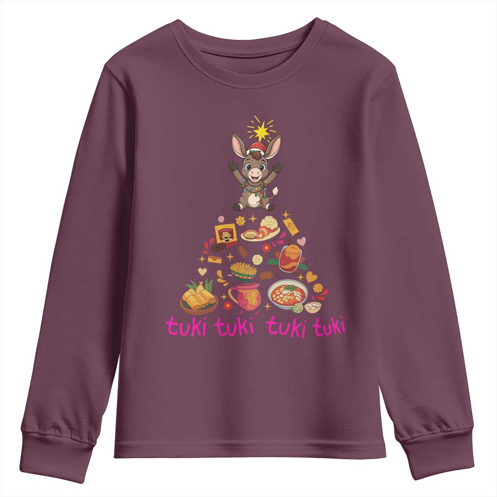 Mi Burrito Sabanero Youth Sweatshirt Donkey Mexican Christmas TS14 Maroon Print Your Wear