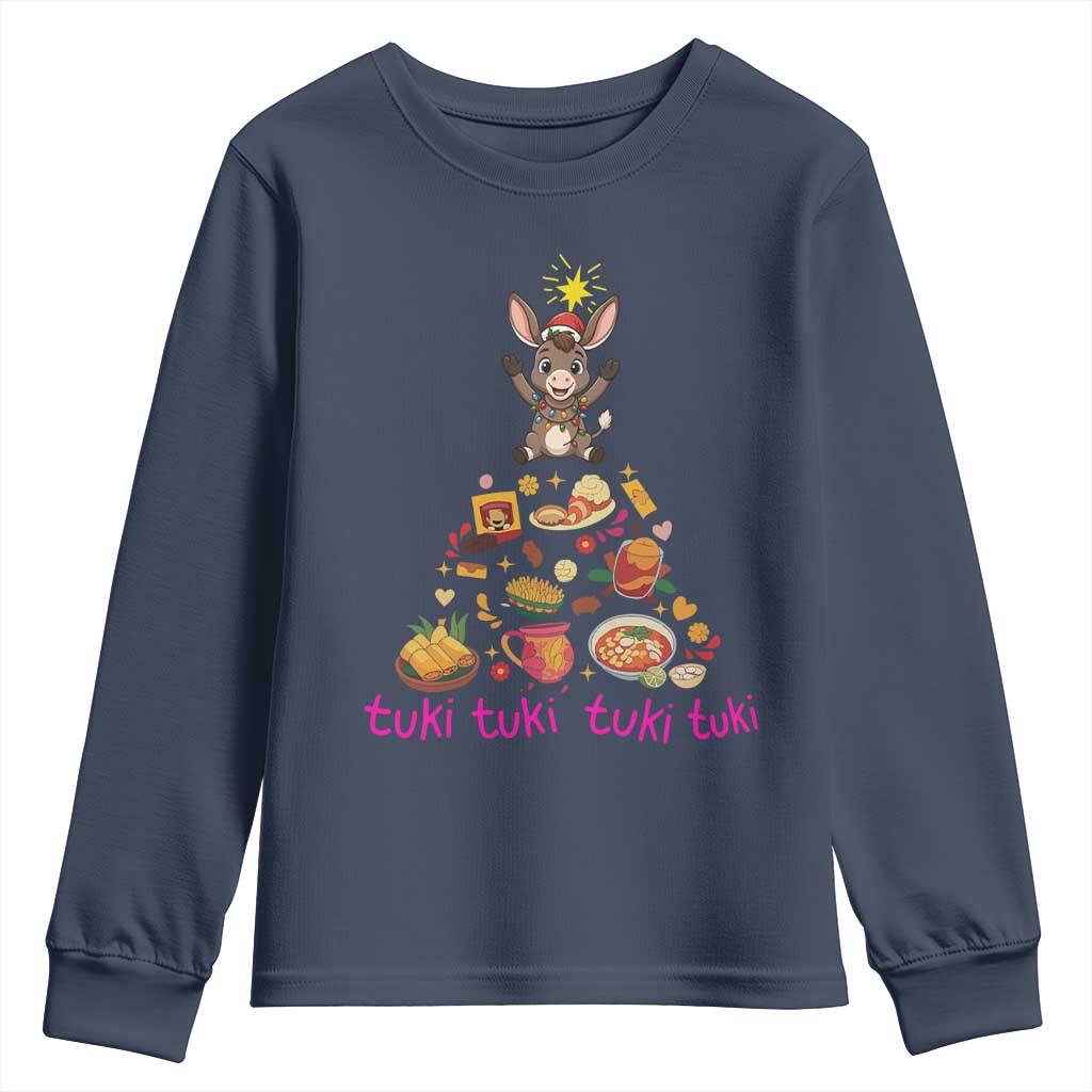 Mi Burrito Sabanero Youth Sweatshirt Donkey Mexican Christmas TS14 Navy Print Your Wear