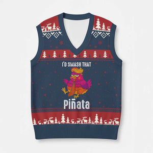 Funny Pinata Mexican V-Neck Knit Sweater Vest Trump Always Chicken TS14 Navy Red Print Your Wear