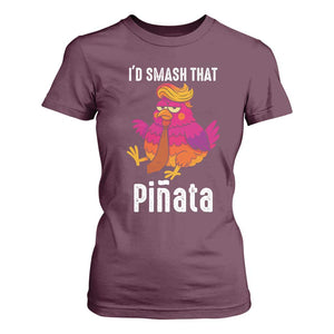 Funny Pinata Mexican T Shirt For Women Trump Always Chicken TS14 Maroon Print Your Wear