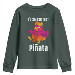 Funny Pinata Mexican Youth Sweatshirt Trump Always Chicken TS14 Dark Forest Green Print Your Wear