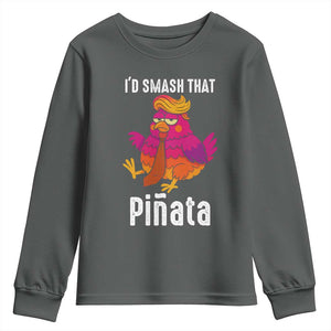 Funny Pinata Mexican Youth Sweatshirt Trump Always Chicken TS14 Dark Heather Print Your Wear