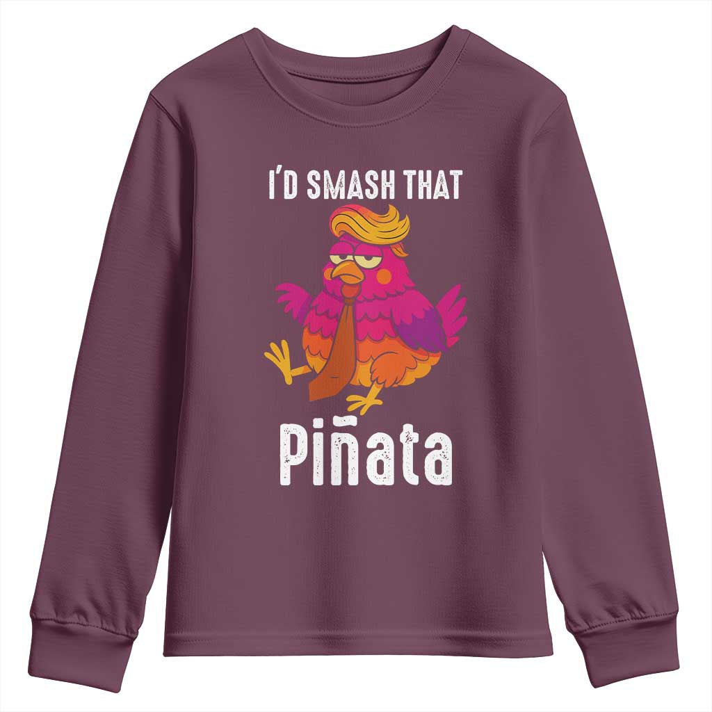 Funny Pinata Mexican Youth Sweatshirt Trump Always Chicken TS14 Maroon Print Your Wear