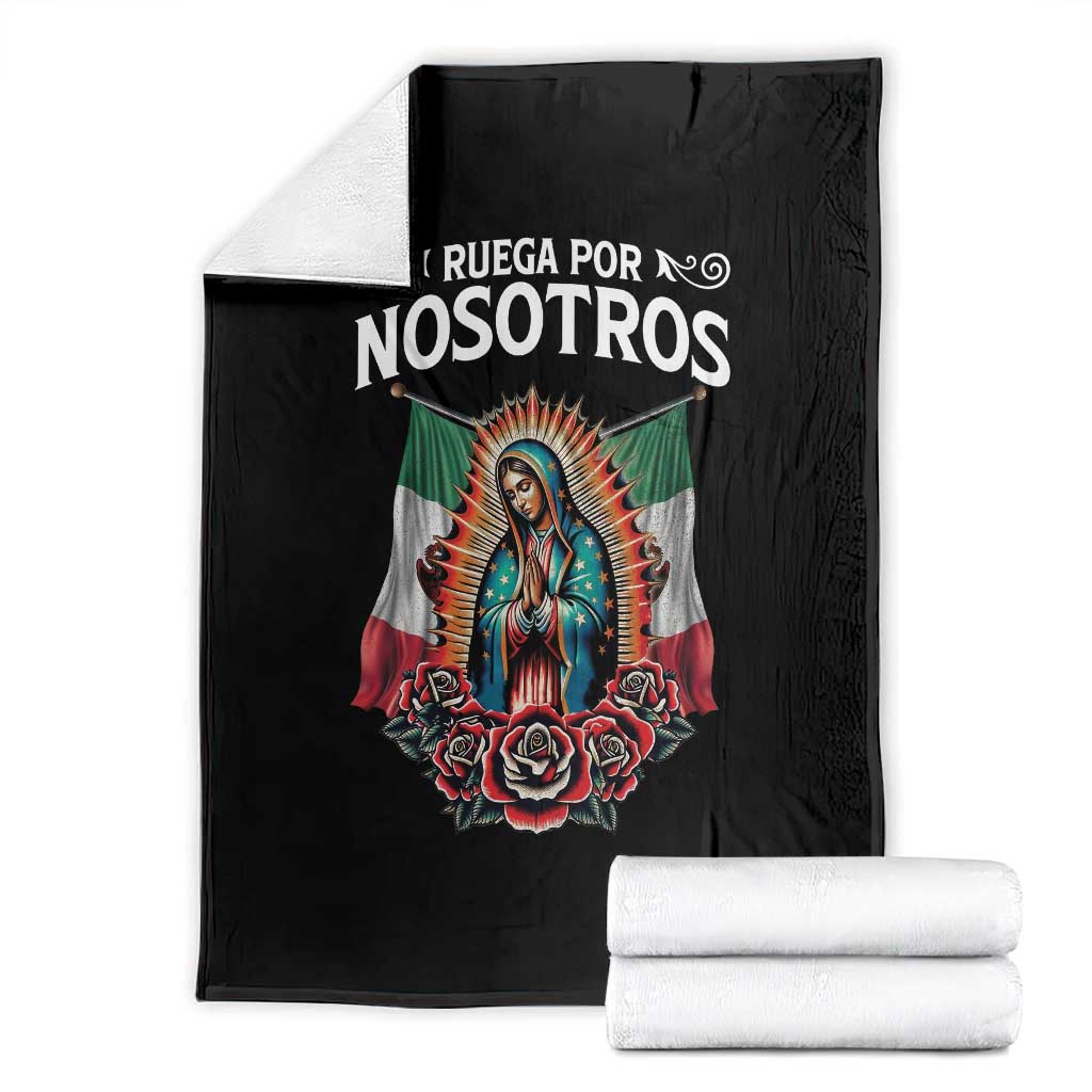 Our Lady of Guadalupe Throw Blanket Virgin Mary Mexican Flag TS14 Black Print Your Wear