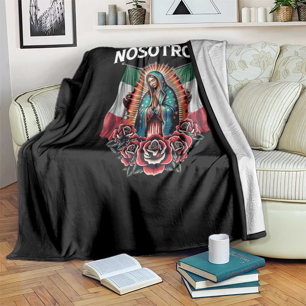 Our Lady of Guadalupe Throw Blanket Virgin Mary Mexican Flag TS14 Print Your Wear