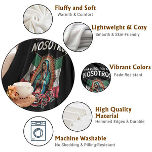 Our Lady of Guadalupe Throw Blanket Virgin Mary Mexican Flag TS14 Print Your Wear