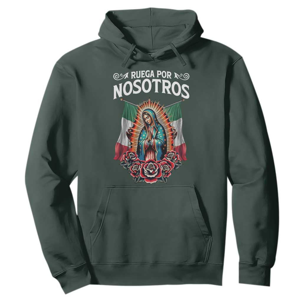 Our Lady of Guadalupe Hoodie Virgin Mary Mexican Flag TS14 Dark Forest Green Print Your Wear